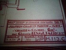 PLAN / SCHEMA - ANCIEN CAMION , FOURGON RENAULT Brochure prospekt auto 1954