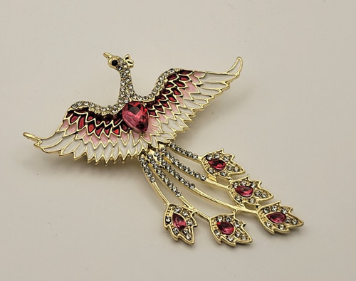 Broche phenix rose fonce - broche,