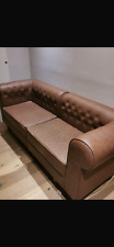 canapé type Chesterfield cuir marron état impeccable 