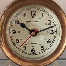 HORLOGE NAUTIQUE DE BATEAU EN BRONZE MASSIF MARIN À QUARTZ VINTAGE