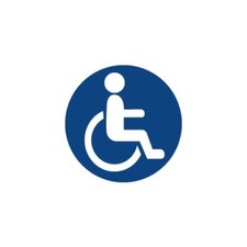 Autocollant logo Handicapé rond fond bleu Hancicap Handicaped Mobilité réduite s