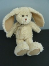 H4. DOUDOU PELUCHE JAKO LAPIN  ECRU BEIGE ECHARPE POILS LONG NEZ MARRON 28c TTBE