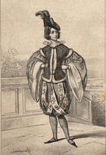 Costume Marquise LITHOGRAPHIE Frey GAVARNI XIX°