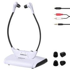 SIMOLIO Casque TV sans Fil Optique avec Balance G/D,Pas de Retard,Blanc