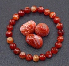 Bracelet En Agate Rouge Véritable Pierre Précieuse Naturelle Bijoux De Cristal