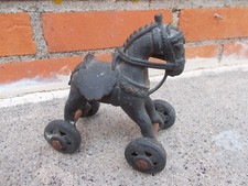 Cheval a Roulettes , Ancien Jouet de Temple en Bronze , Rajput  Rajasthan , Inde