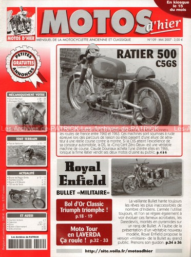 Motos hier 109 ratier - motos, d'hier