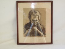 Lithographie de René SEYSSAUD " Vieille Femme "