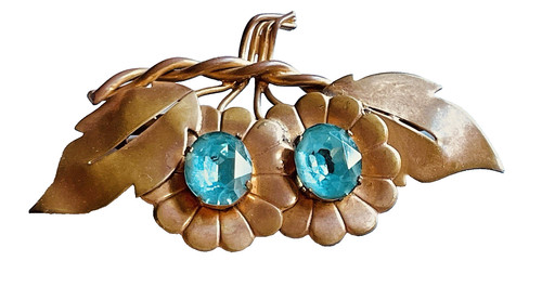 Broche ancienne fleurs pierres - broche,