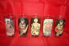 5 VERRES ANCIENS EROTIQUES SEXY PIN-UP 1970 12 cm SAMAG MONACO