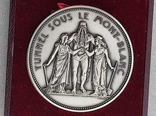 RARE MEDAILLE 1965 INAUGURATION TUNNEL DU MONT BLANC par le Géneral de Gaulle