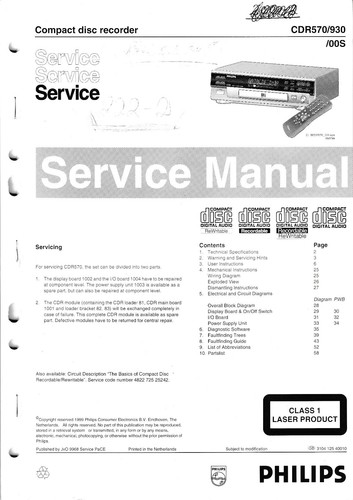 Service manuel instructions - service, d'instructions