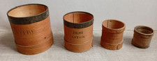 Lot 4 Mesure à grains en bois et fer forgé du Litre au Décilitre + Tampon LEGER