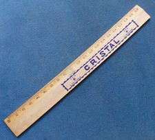 Ancienne règle en bois publicitaire  CRISTAL  Double décimètre