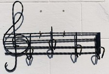 Porte manteaux en fer forgé torsadé clef de sol partition musique 4 patères