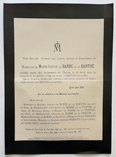 MARIE LOUISE BARBE DE LA BARTHE Chelles FAIRE PART Pierson 1907
