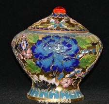 Old Cloisonne Enamel Gilt Dynasty Palace Peony Flower Pot Jar Crock Tank Jug