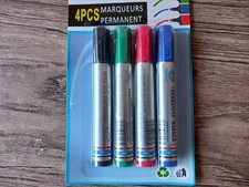 Lot 4 Marqueurs permanent feutre indélébile non effaçable 4 couleurs