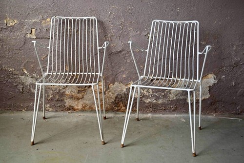 Paire fauteuils métal - fauteuils,