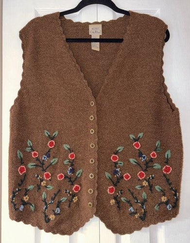 Vtg wool blend brown floral - vtg,