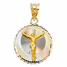 14k Real Solid Tricolor Jesus