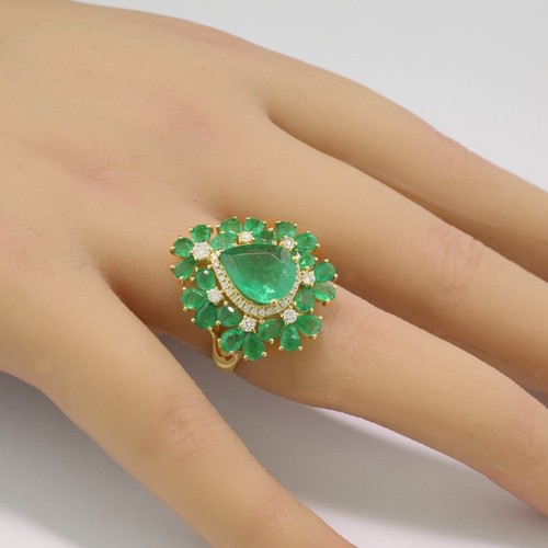 Bague émeraude diamant - bague, Émeraude-diamant