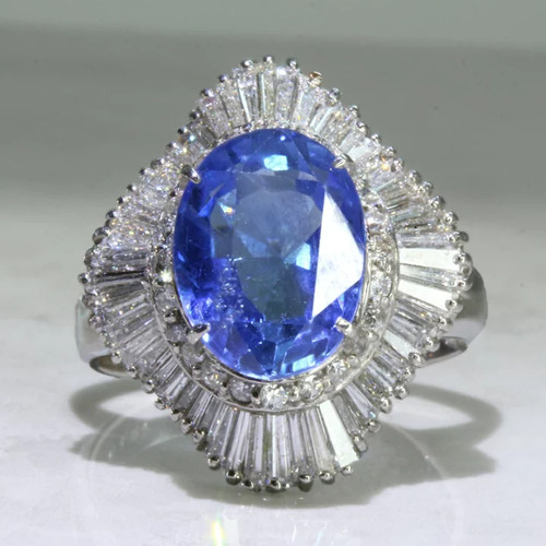 Bague halo saphir bleu - halo,