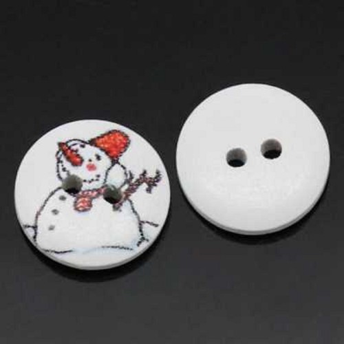 Boutons bois ronds blanc 2 - boutons, en