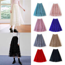 Jupe Tutu En Tulle Taille Haute Élastique Pour Femmes Robe Longue Plissée /