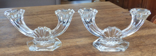 Paire bougeoirs cristal - de,
