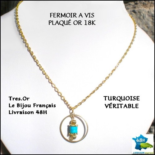Turquoise veritable collier - turquoise,