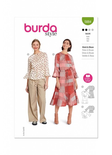 Burda 5884 robe blouse - 5884, patron