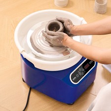 VEVOR Roue de Poterie Tour de Potier 250 mm 350 W avec Pédale et Tablier Bleu