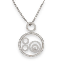 Chaine Pendentif Chopard Happy Spirit or gris 18k avec diamants brillants
