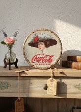 Vintage Coca-Cola Tin, Rare Coca-Cola Round Box, Coca-Cola Lady