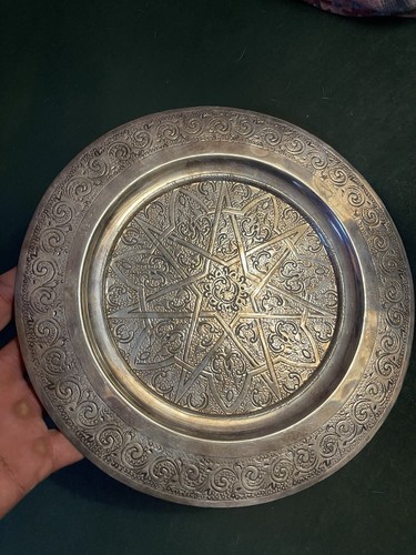 Plat maroc laiton argenté - plat,