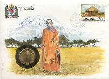 superbe enveloppe TANZANIE TANZANIA pièce monnaie coin 10 S 1981 NEW UNC masai