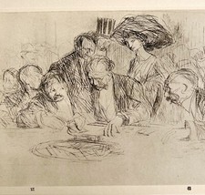 At The Game Table Etching J.L