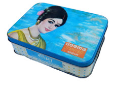 Boite Publicitaire Vintage Metal Seema Scented Sindur Inde 17x13x5cm