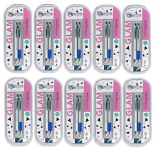 24 X Stylo Glam Easy Roll À Bille 12 Encre Bleue & 12 Encre Noire