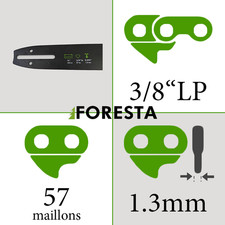 Guide chaîne tronçonneuse 40cm de coupe 57entraineurs 3/8LP 0.050