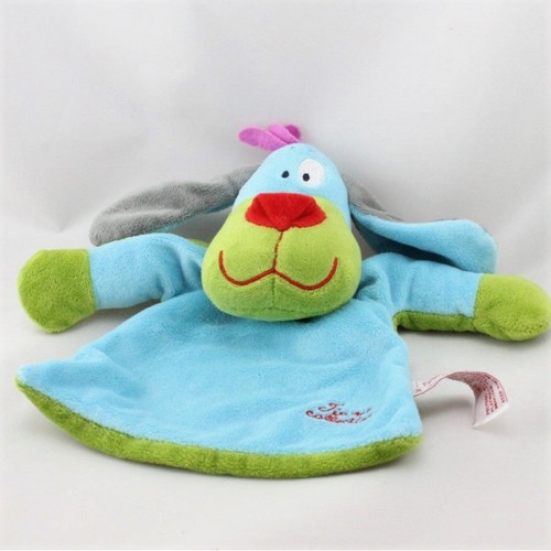 Doudou plat chien bleu vert