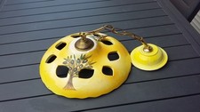 ANCIEN LUSTRE PLAFONNIER CERAMIQUE PROVENCALE DECOR OLIVES VINTAGE DECORATION