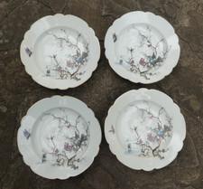 Havilland Limoges pour Paris 4 Assiettes creuses porcelaine Art Nouveau Oiseaux