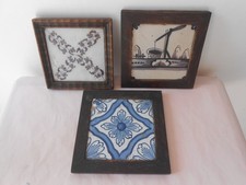 3 carreaux anciens Delft ou Nord de la France 18/19ème. Poterie. Anciens carreaux