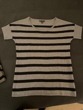 PULL GAP - 100% CACHEMIRE - RAYÉ GRIS FONCÉ / CLAIR - TAILLE XS (36/38) - NEUF !