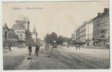 Belgique CPA NAMUR place de la gare carte avec tampon allemand 1915