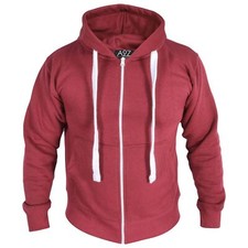 Sweat À Capuche Zippé En Polaire Uni À Manches Longues Vin Pour Adultes S-4XL