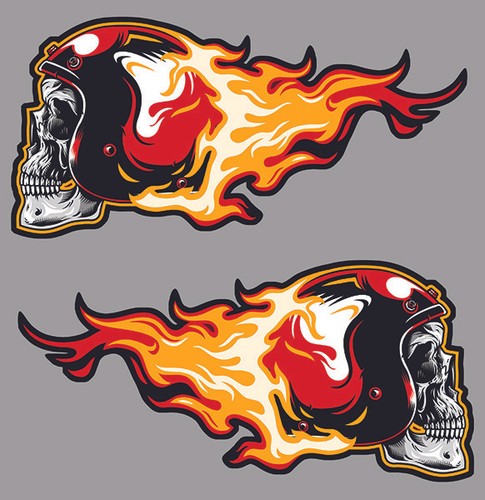 Tete mort flammes biker - tete, de