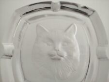 Cristal D'Arques Chat Cendrier Relief Minou Cat 13.5 Ashtray Vintage Crystal 80s